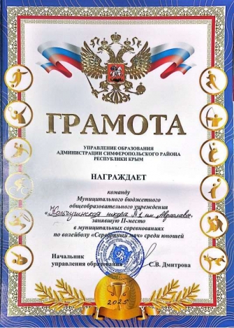 Школа 2 место Серебряный мяч